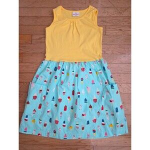 Hanna Andersson Girls Feeling Sunny Tank Dress Sleeveless 150 / 12 Ice Cream